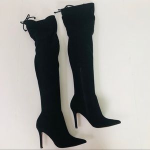 Aldo knee high heel boots 7.5 Black Suede 4inch